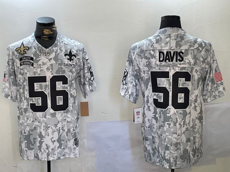Men New Orleans Saints 56 Davis Nike Arctic Camo 2024 Salute to Service Limited NFL Jersey style 4